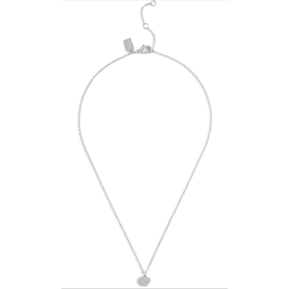 New! Coach Signature C Heart Pendant Necklace With Jewelry Pouch - Picture 5 of 9